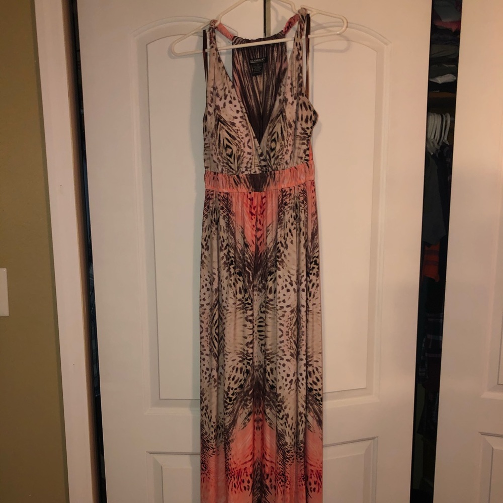 Pink Leopard Print Long Maxi Dress